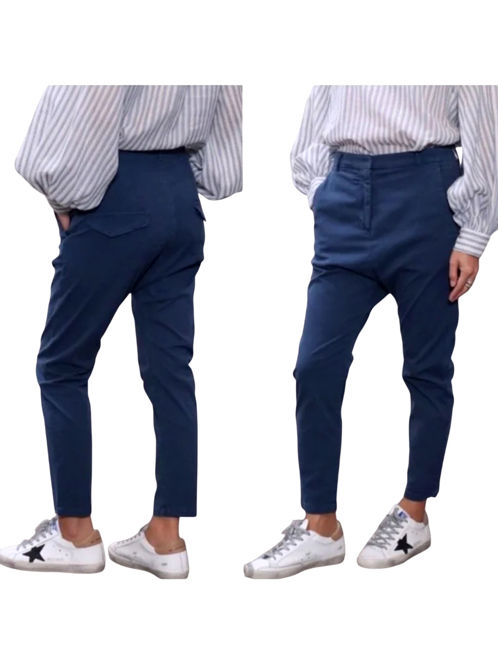 Nili Lotan 0 Paris Pants $345 Drop Crotch Cotton Slouchy Navy Blue Cropped NWT!